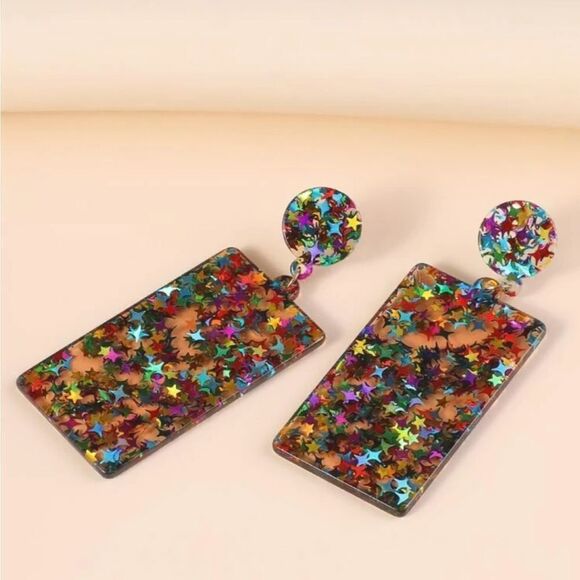 NWT Shein Sparkly Resin Dangling Earrings - Picture 2 of 3